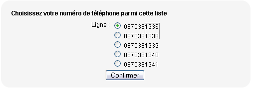 Choix du numéro