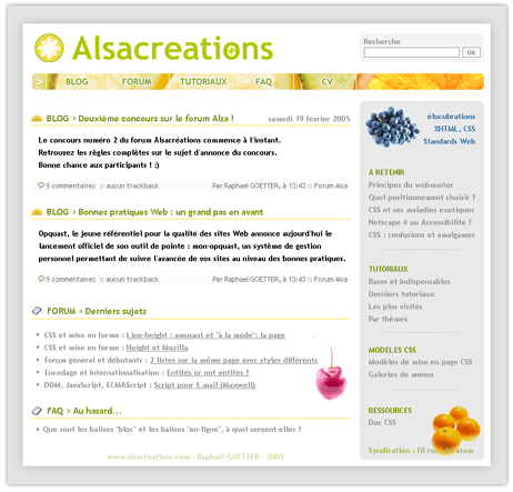 Interface Alsacreations