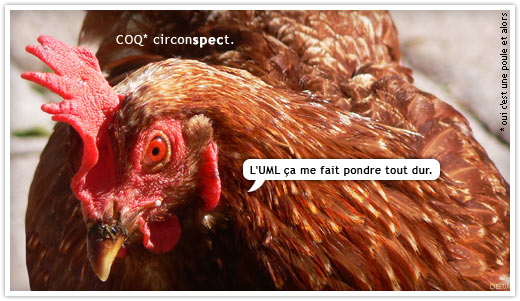 Une poule pas sur un mur