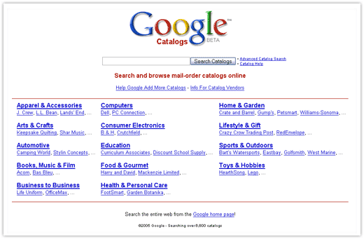 Google Catalogs