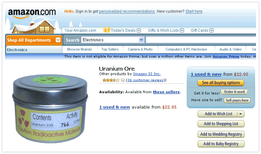 De l'Uranium en vente sur Amazon