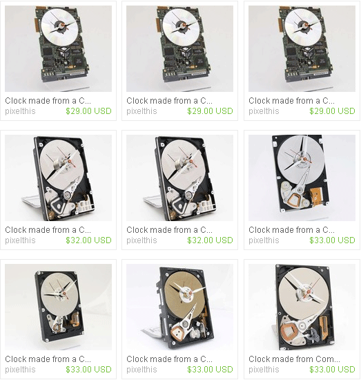 HDD Clocks sur Etsy